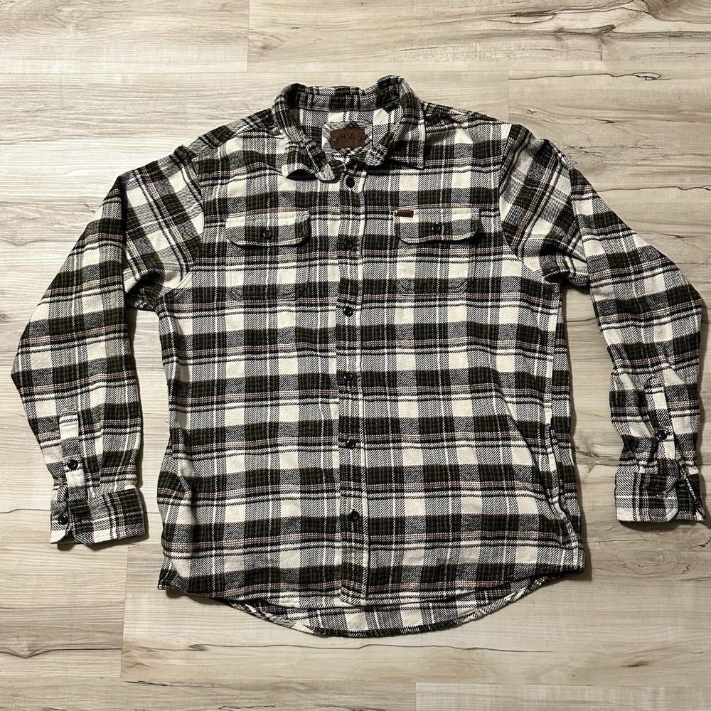 Orvis Flannel Shacket Men's XL Green Plaid Button Up Pockets Shirt Jacket